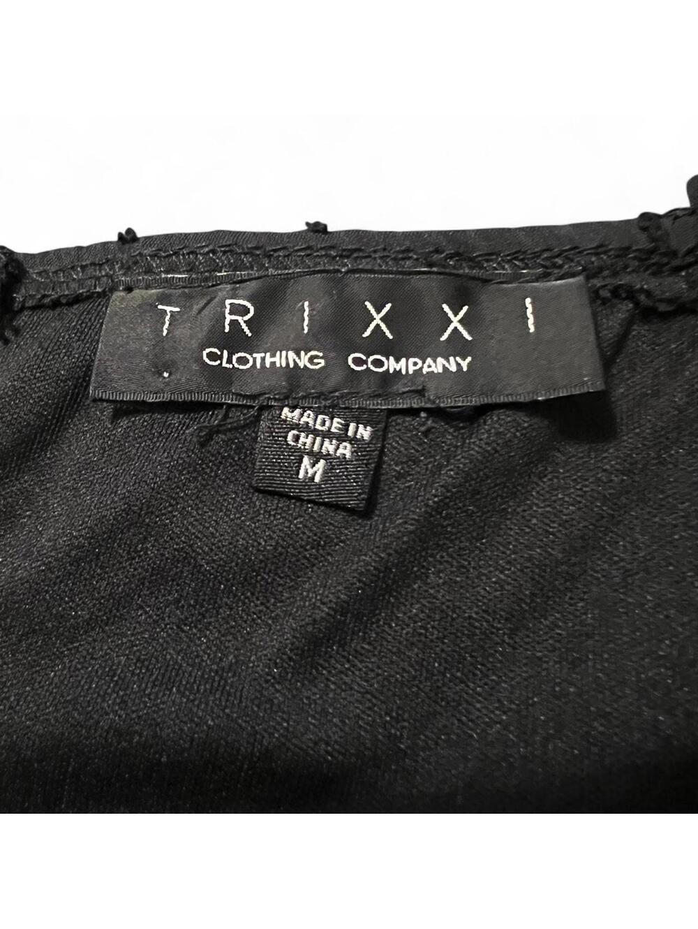 Trixxi Black Swiss Dot Tiered Ruffle Mini Dress Whimsigoth Fairy Coquette Goth M - Picture 3 of 3